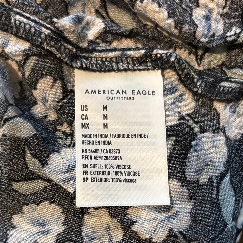 NWOT American Eagle Black Floral Sleeveless Babydoll Dress Size M - Picture 4 of 7